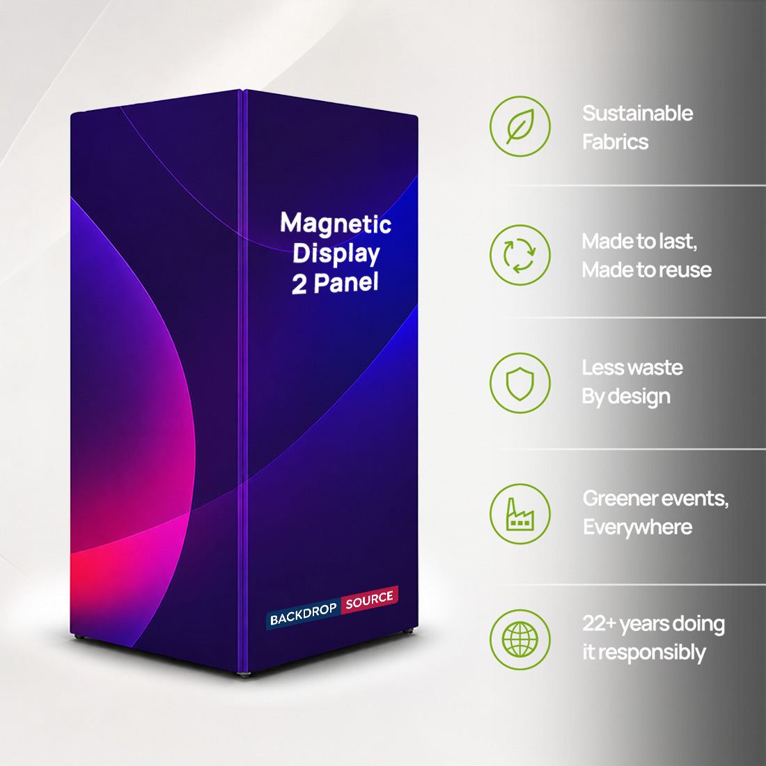 Magnetisches Stoff-Trennwanddisplay – 2-Panel
