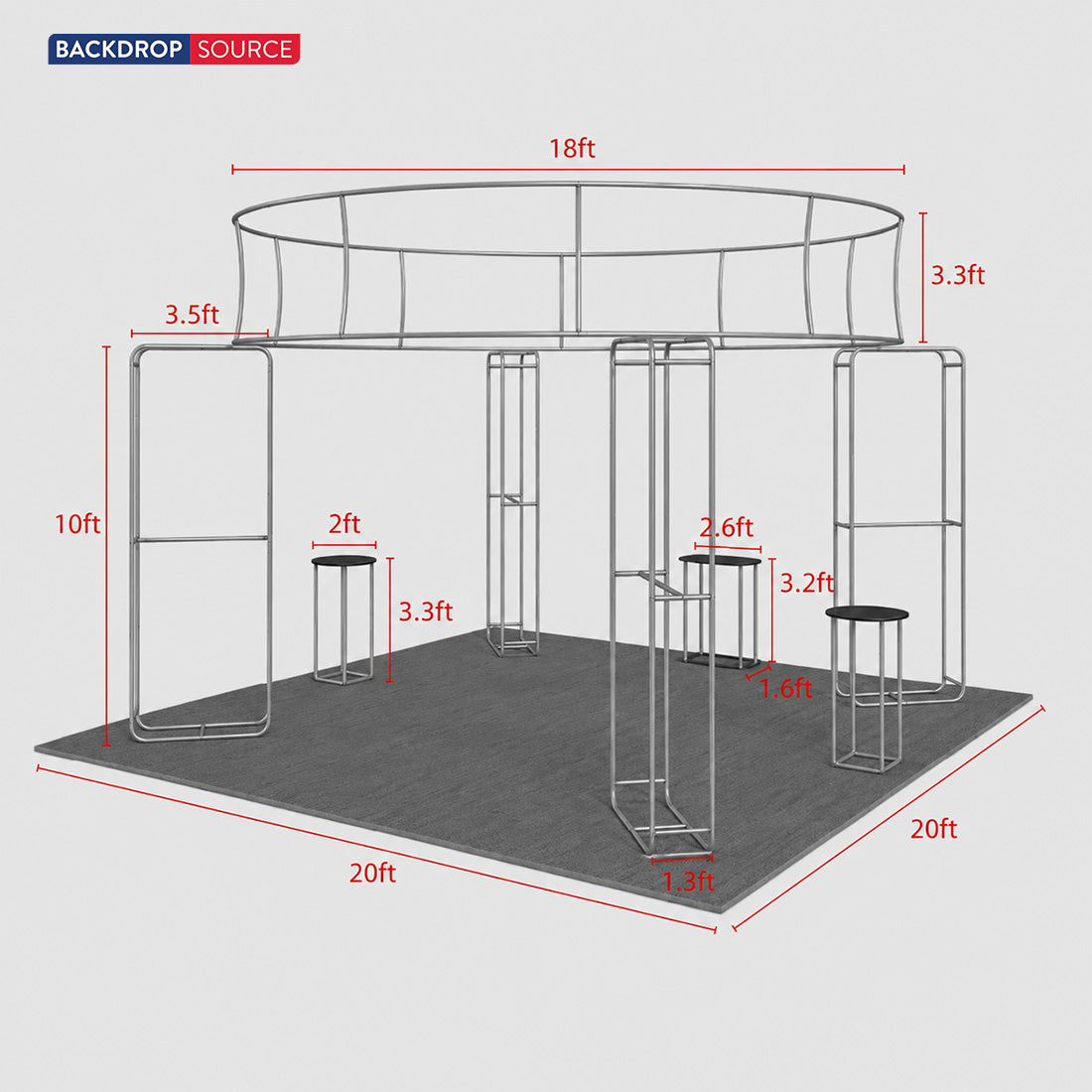 Modulare Messestand-Sets 6m x 6m – Modell 22
