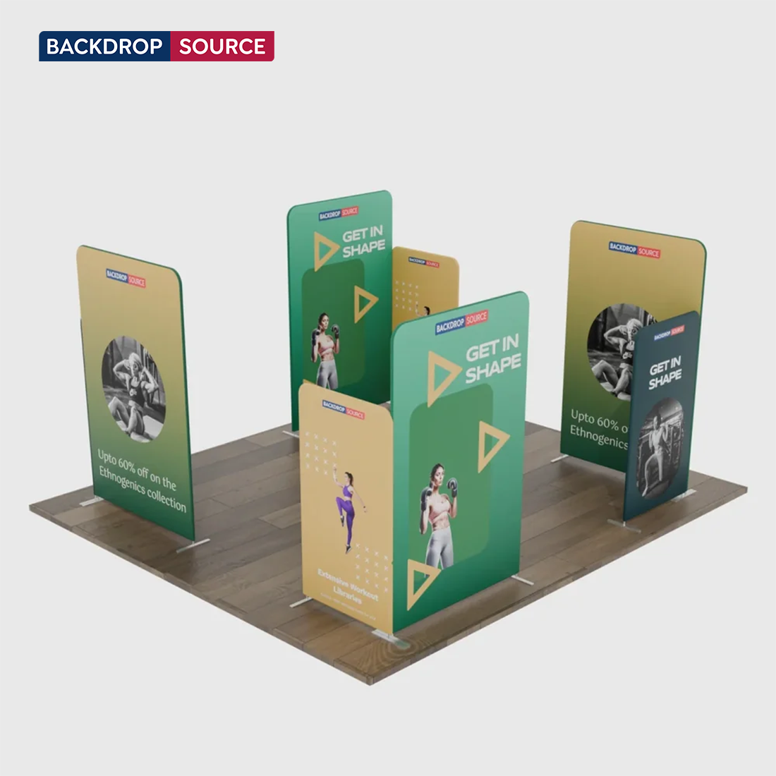 Magnetisches Stoff-Messestandsystem – Modell 4 (6m x 6m)