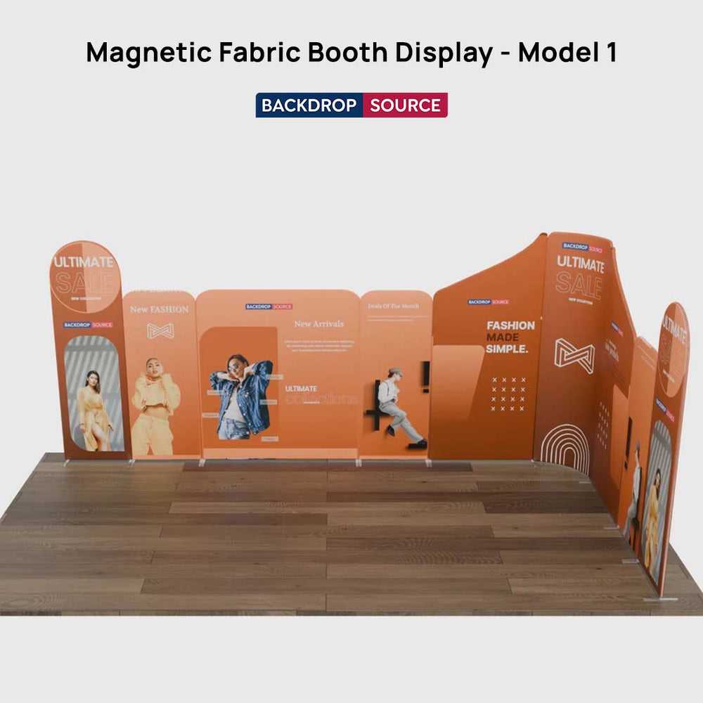 Magnetisches Stoff-Messestandsystem – Modell 1 (6m x 6m)