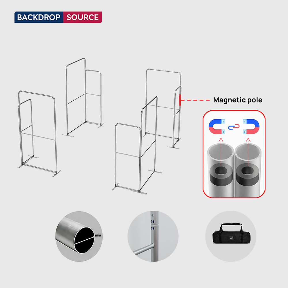Magnetisches Stoff-Messestandsystem – Modell 4 (6m x 6m)