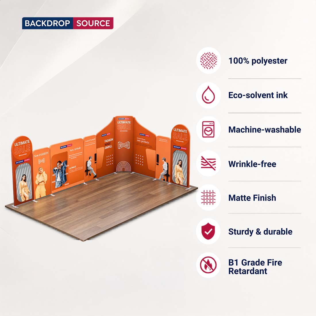 Magnetisches Stoff-Messestandsystem – Modell 1 (6m x 6m)