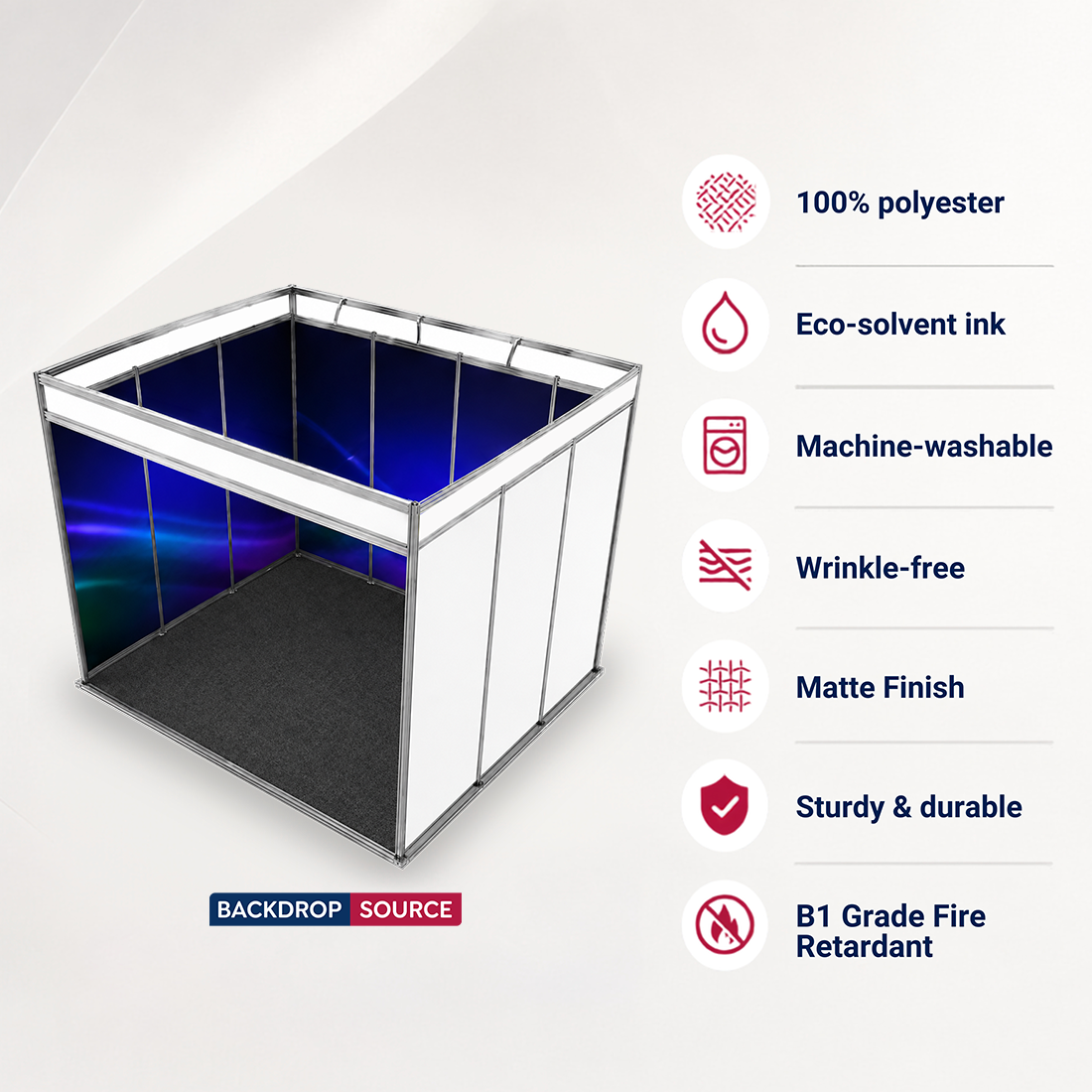 Messegrafiken für einen 4m breiten x 3m tiefen Messestand mit Octanorm-System