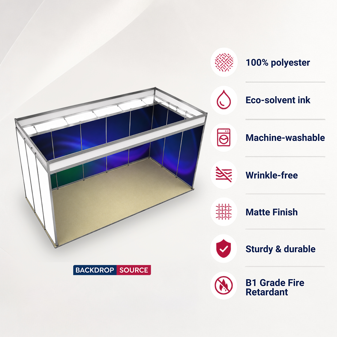 Messegrafiken für einen 5m breiten x 3m tiefen Messestand mit Octanorm-System