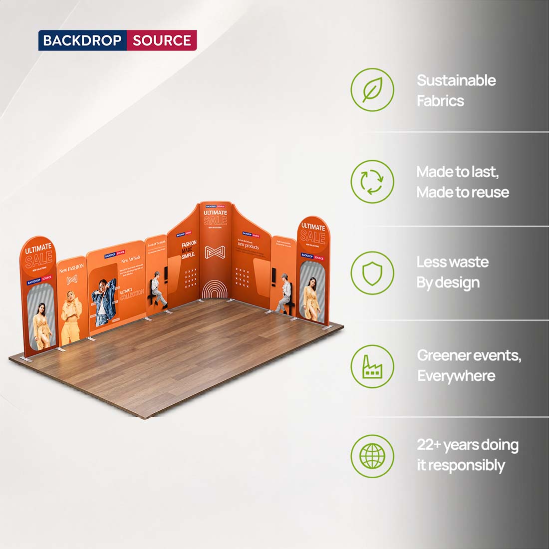 Magnetisches Stoff-Messestandsystem – Modell 1 (6m x 6m)