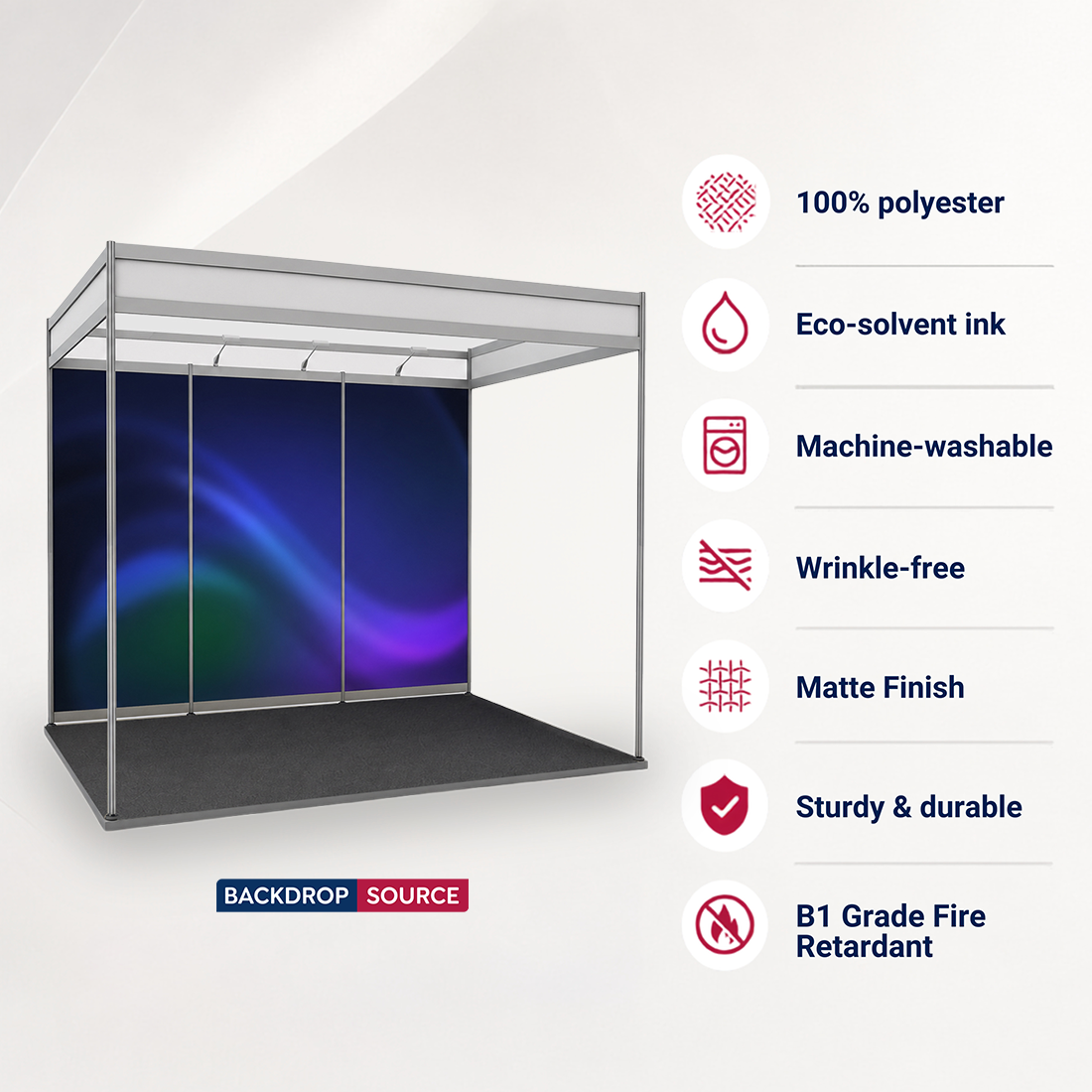 Messegrafiken für einen 3m breiten x 2m tiefen Messestand mit Octanorm-System