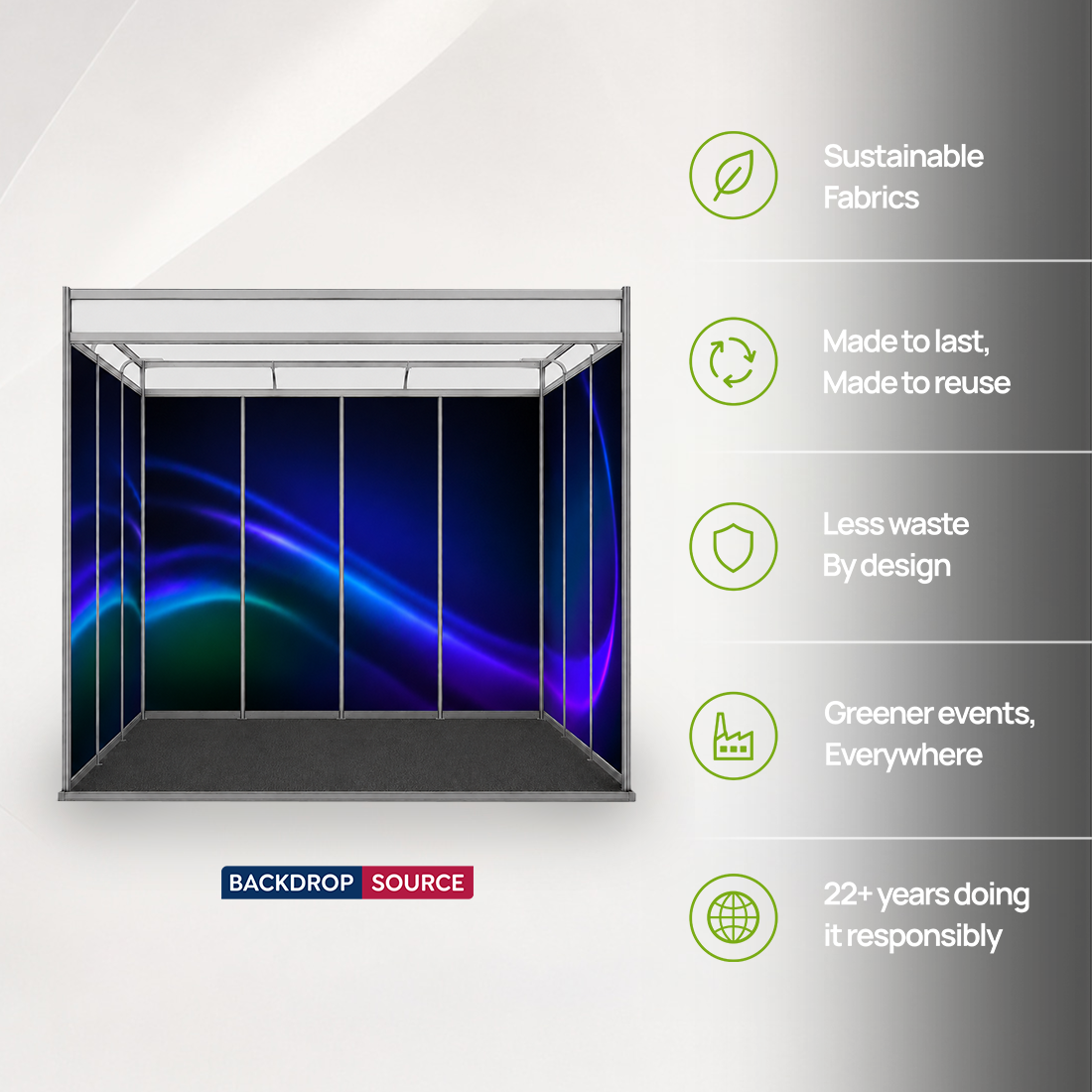 Messegrafiken für einen 4m breiten x 3m tiefen Messestand mit Octanorm-System