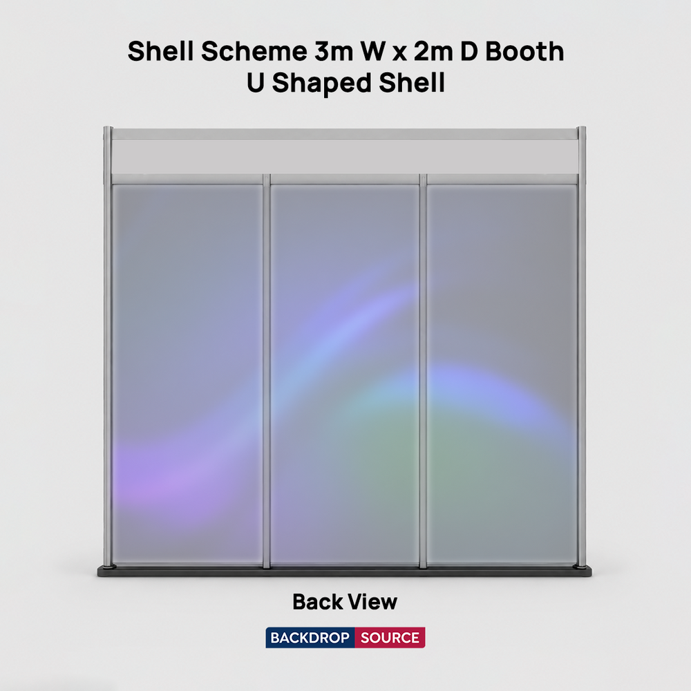 Messegrafiken für einen 3m breiten x 2m tiefen Messestand mit Octanorm-System