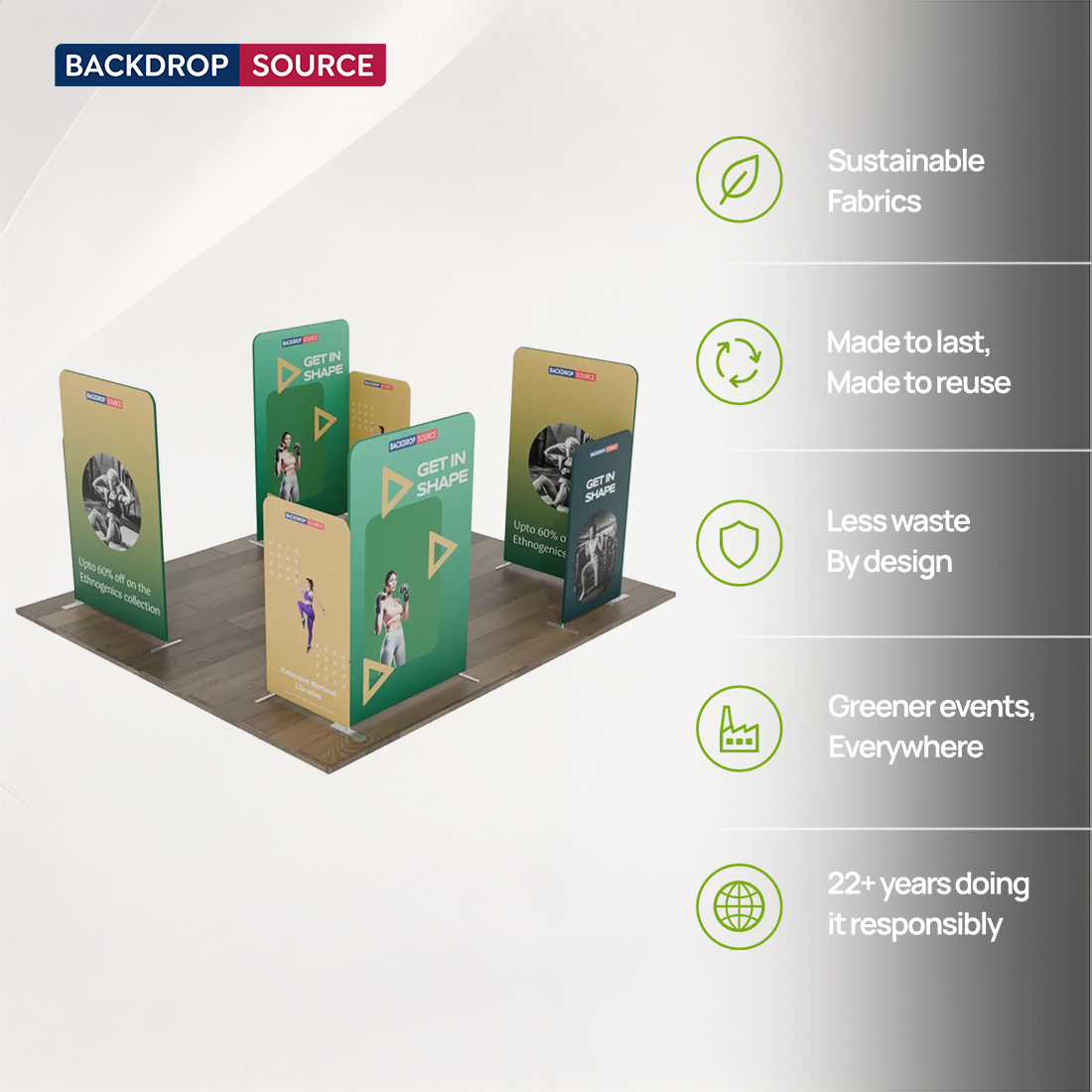 Magnetisches Stoff-Messestandsystem – Modell 4 (6m x 6m)