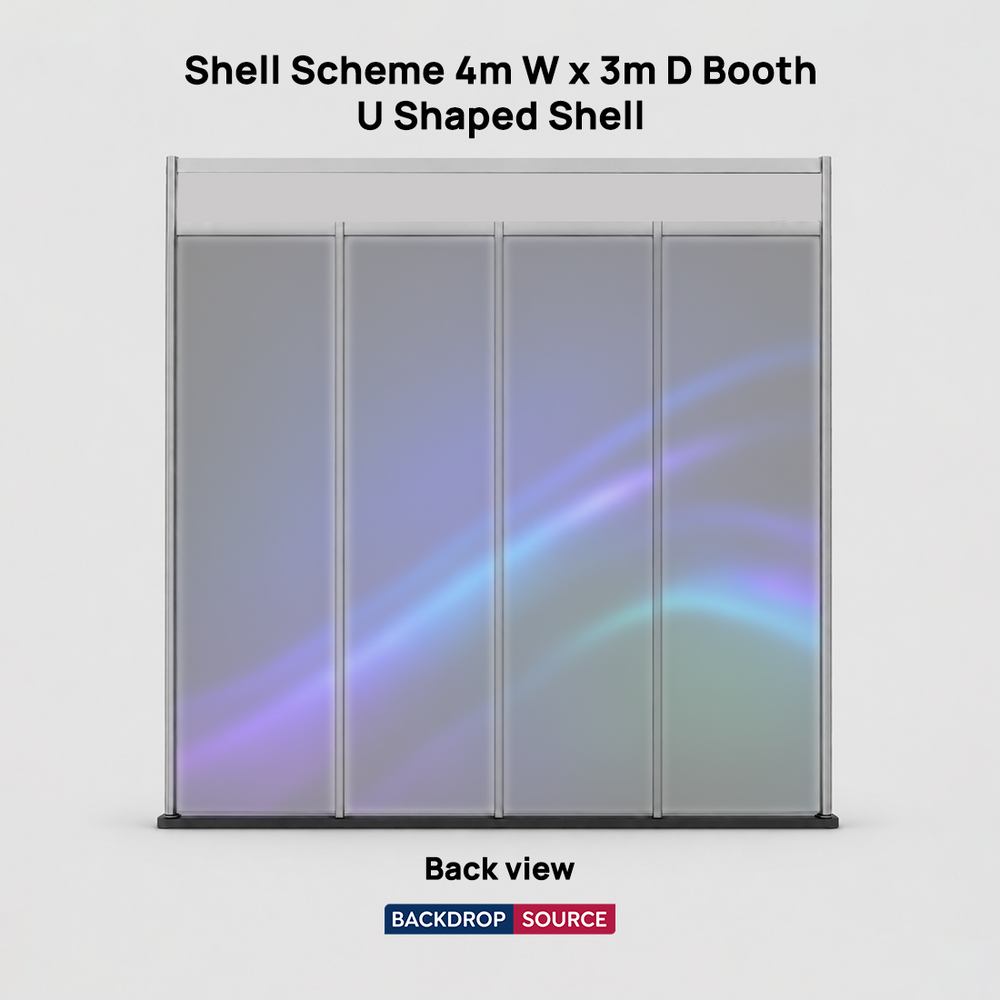Messegrafiken für einen 4m breiten x 3m tiefen Messestand mit Octanorm-System
