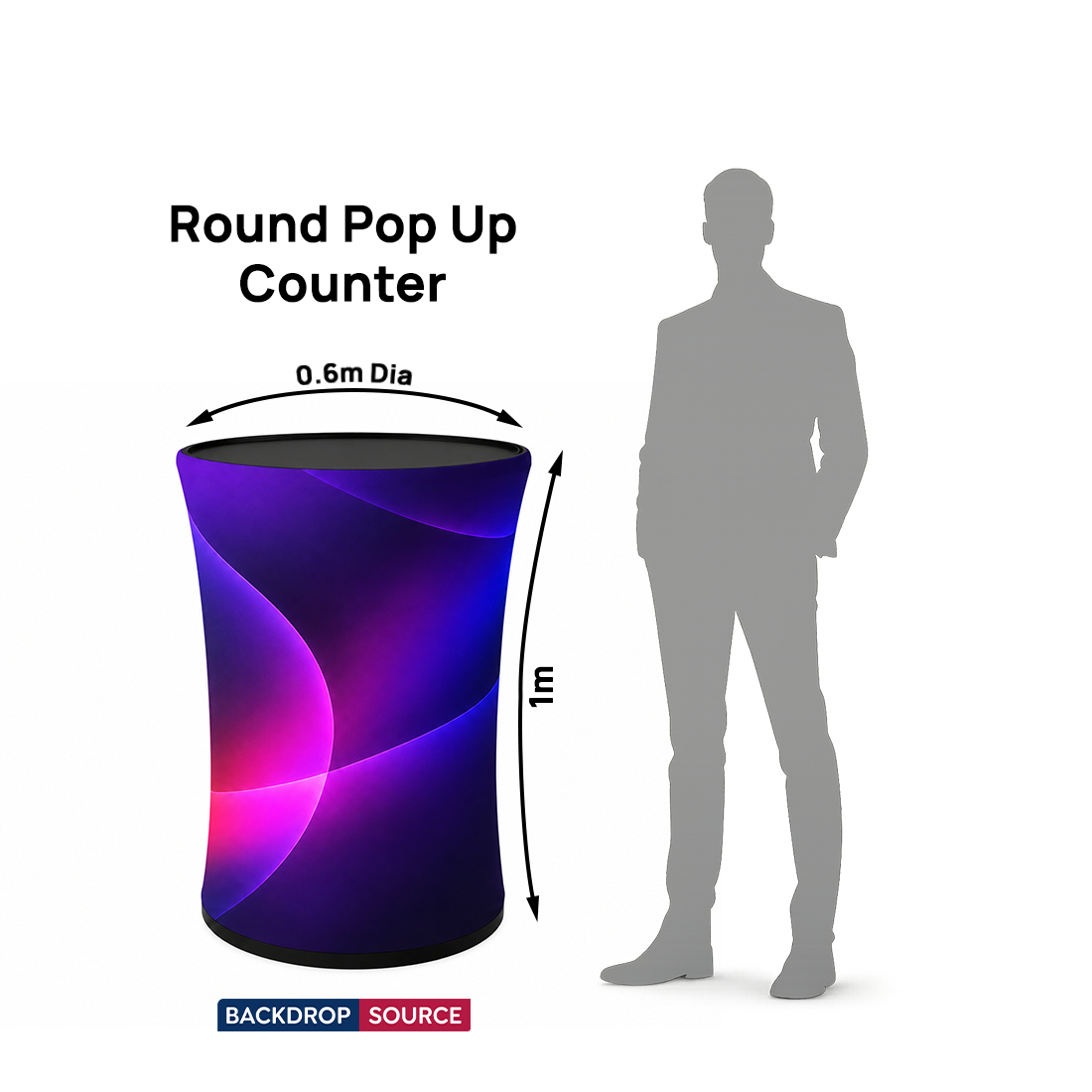 Hinterleuchtete runde Pop-up-Theke aus Spannstoff