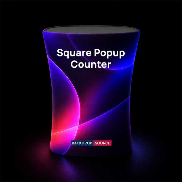 Hinterleuchtete quadratische Pop-up-Theke aus Spannstoff