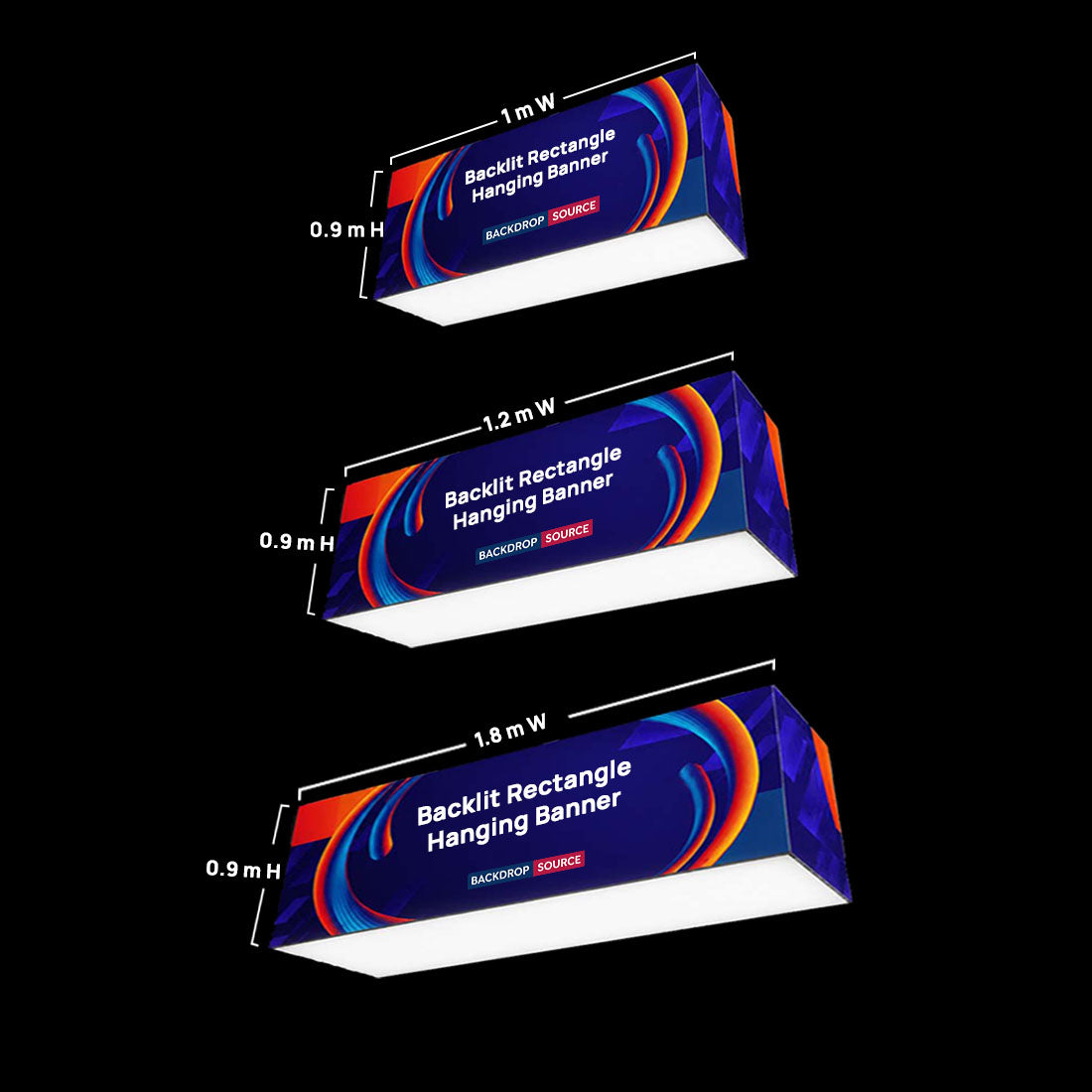 Hinterleuchtetes rechteckiges Hängebanner