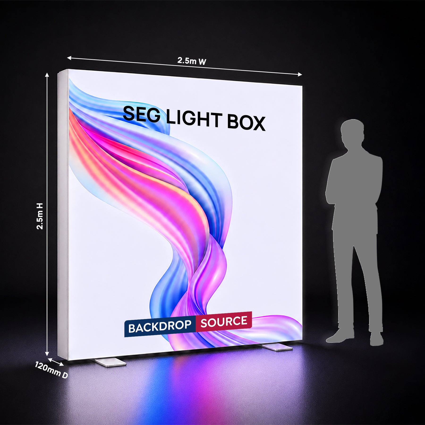 Hinterleuchteter SEG-Spannstoff-Displayrahmen – Aluminiumprofil mit 120 mm Tiefe
