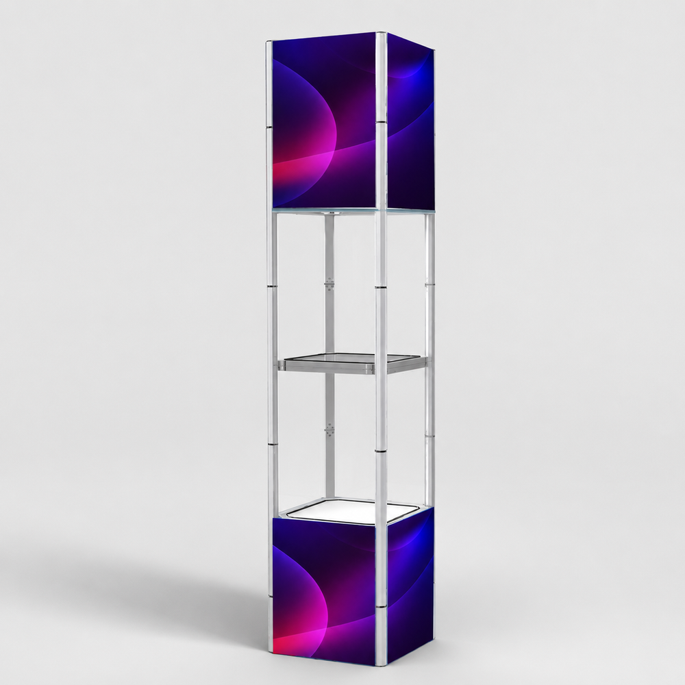 Quadratisches tragbares Aluminium-Spiralturm-Display – 5 Regalböden