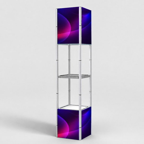Quadratisches tragbares Aluminium-Spiralturm-Display – 5 Regalböden
