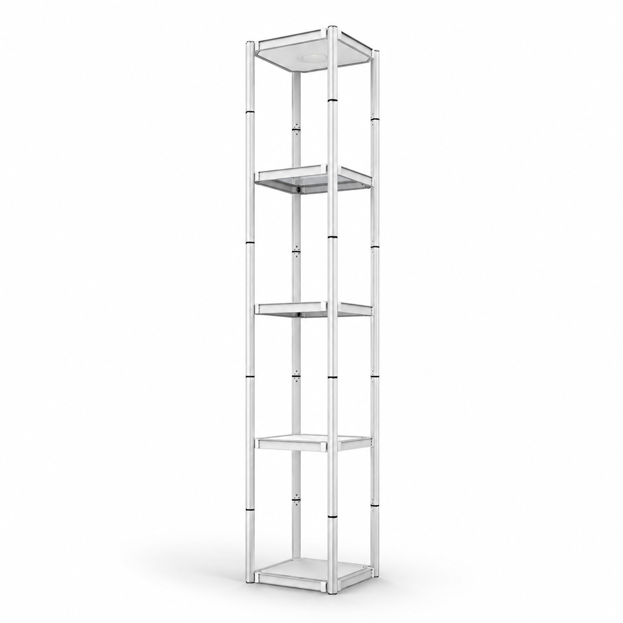 Quadratisches tragbares Aluminium-Spiralturm-Display – 5 Regalböden