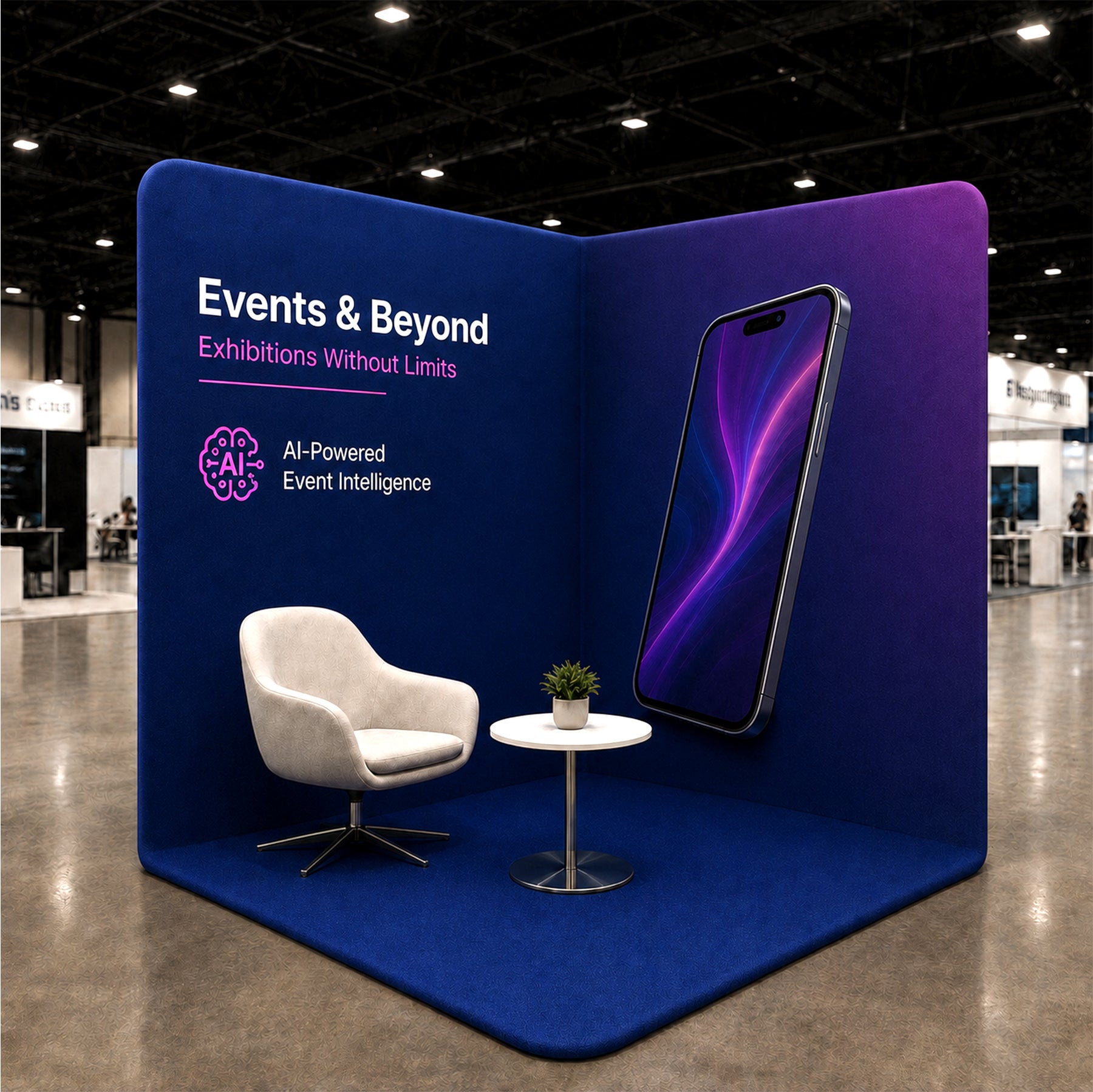 Individuell bedruckter Eckmessestand (2 Wände)