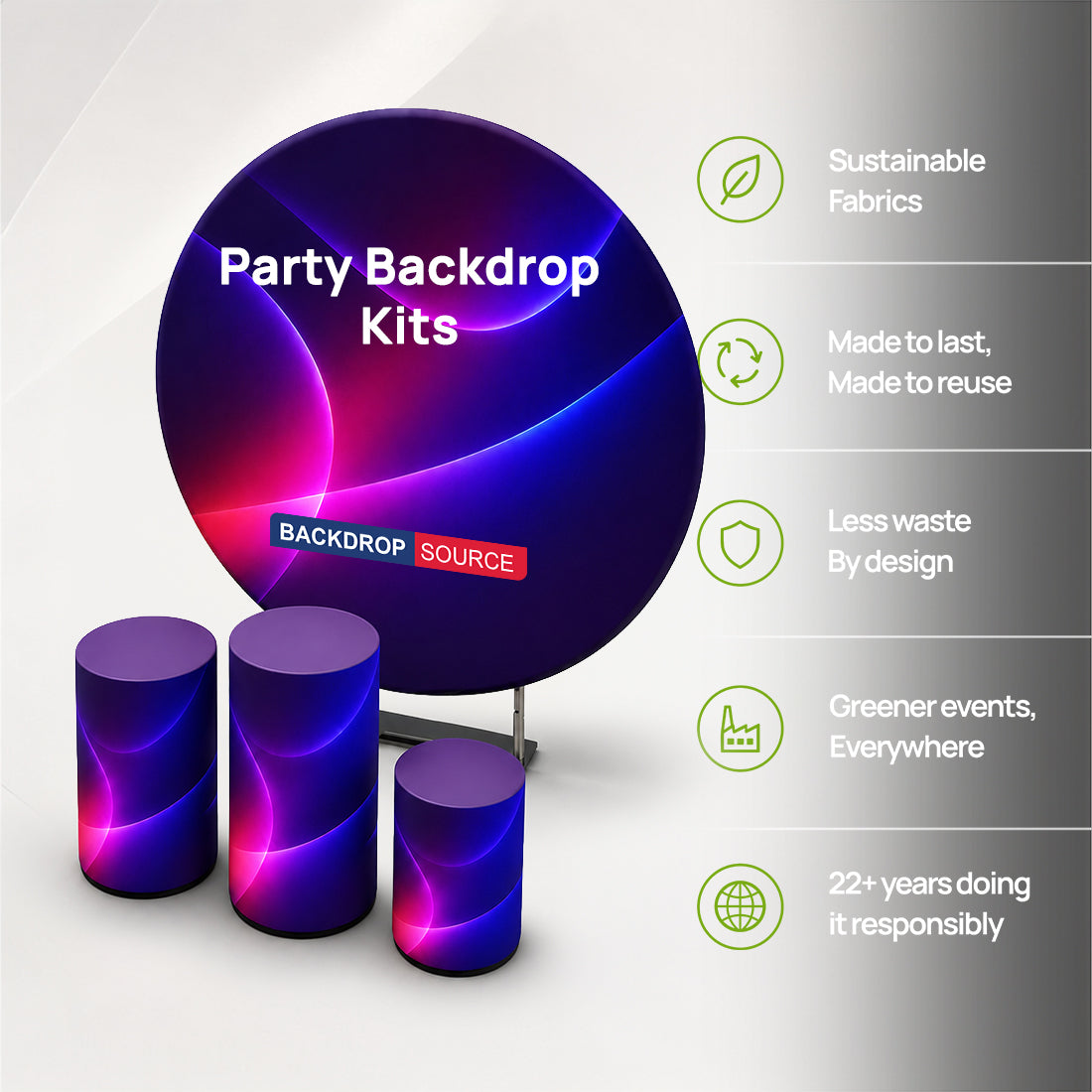 Individuell gestaltete runde Hintergrund-Sets mit Tresen für Geburtstagsfeiern und Veranstaltungen