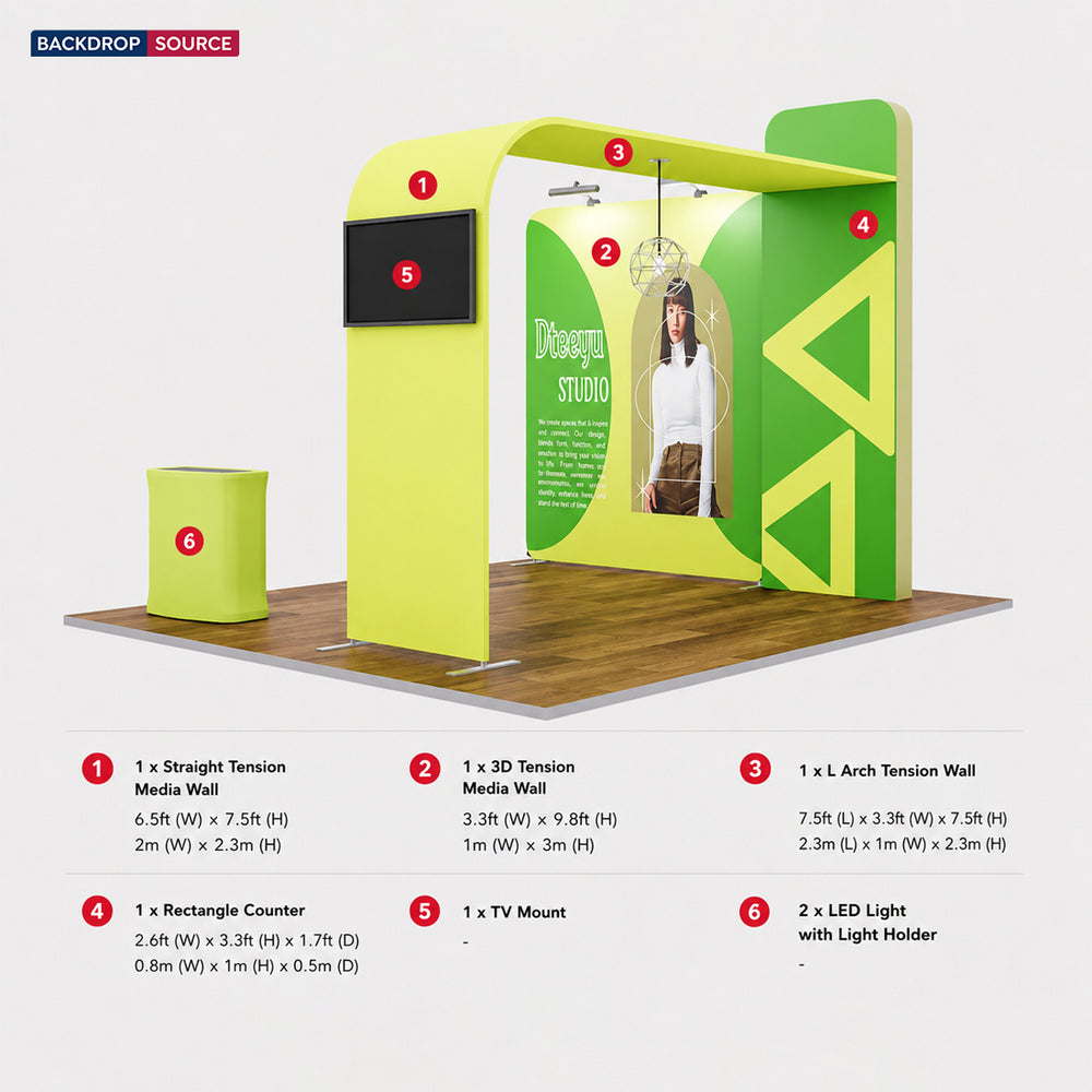 Premium Modular L Arch TV Display Exhibition Kit for 3m Wide Booths