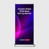 Breites Textil-Roll-up-Banner mit Doppelbildschirm und breitem Standfuß