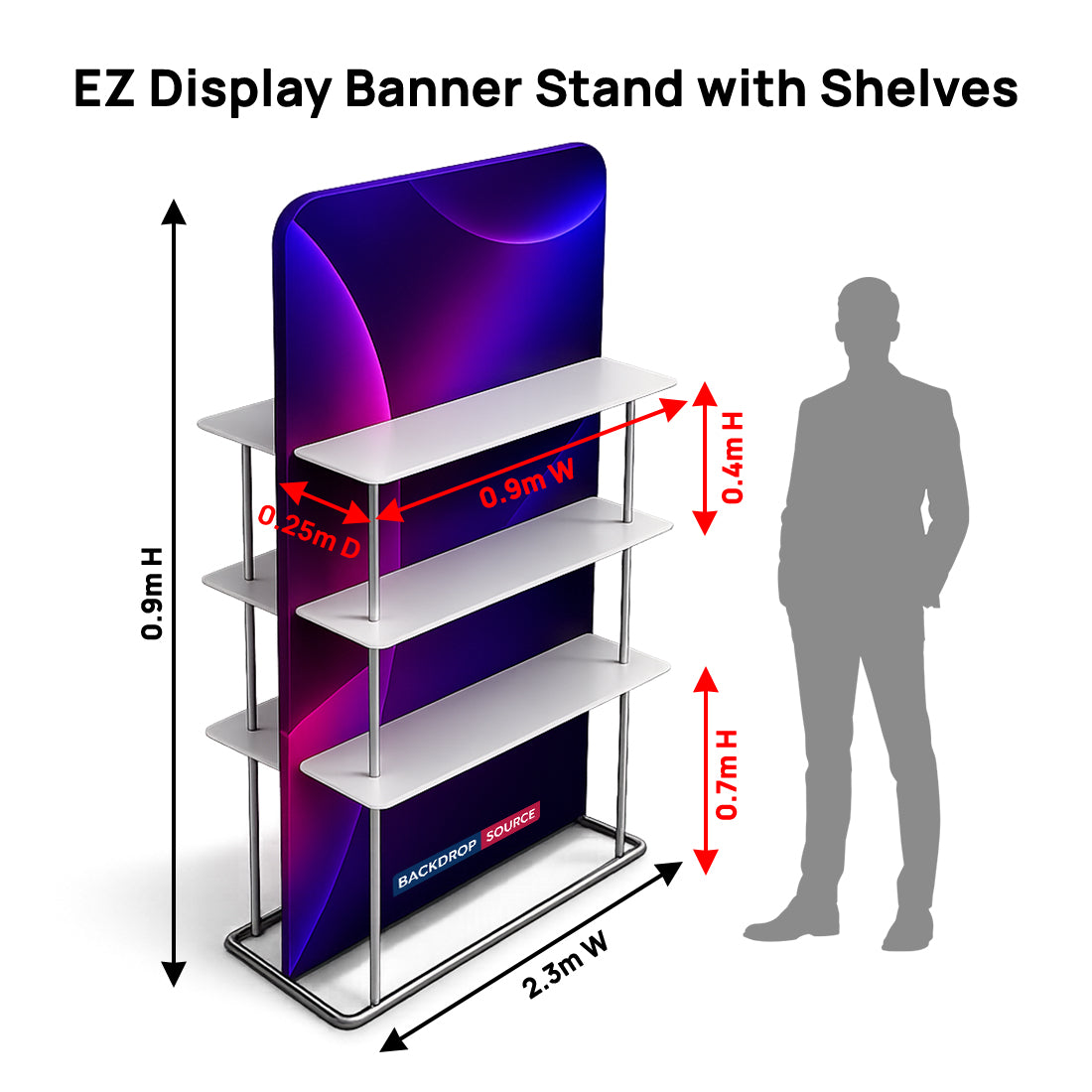 EZ-Display-Banneraufsteller mit Regalen