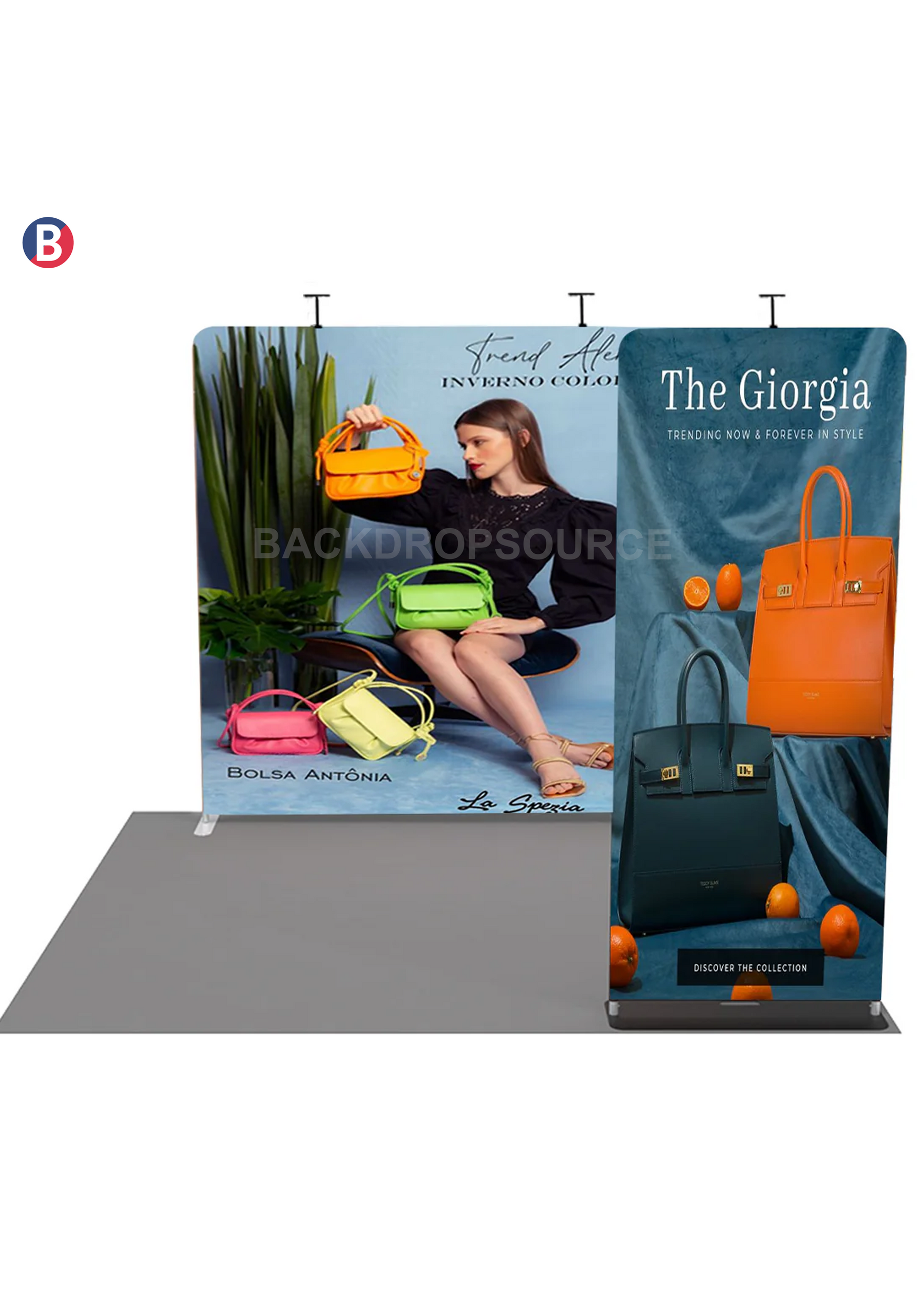 EZ Exhibit Essentials: 3mx3m Messestand-Set mit Rückwand und Bannerständer