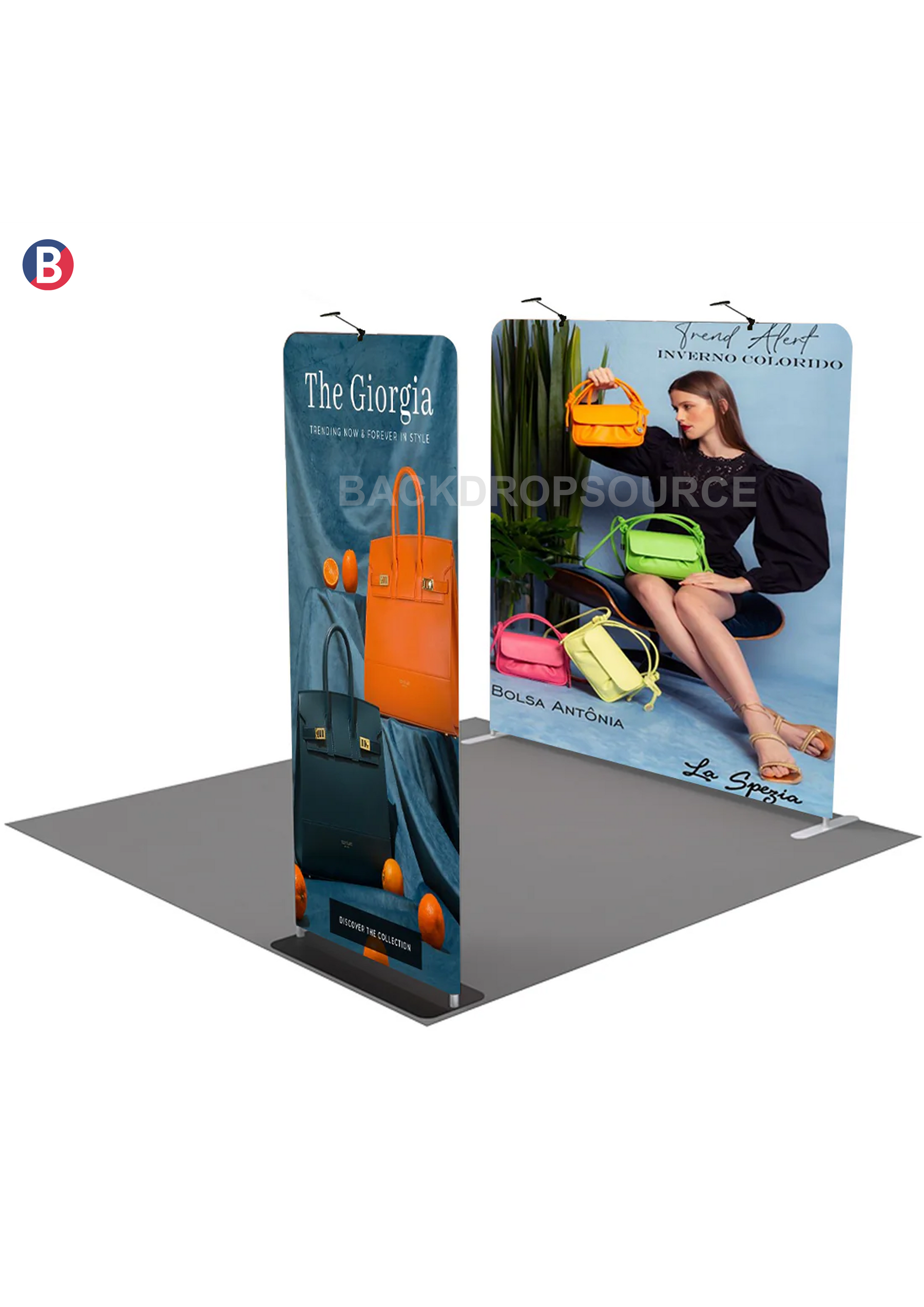 EZ Exhibit Essentials: 3mx3m Messestand-Set mit Rückwand und Bannerständer