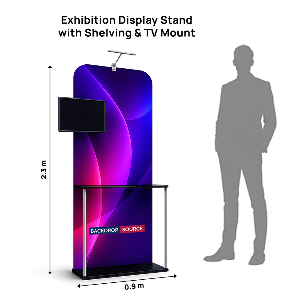 Ausstellungsdisplay mit Regalböden und TV-Halterung