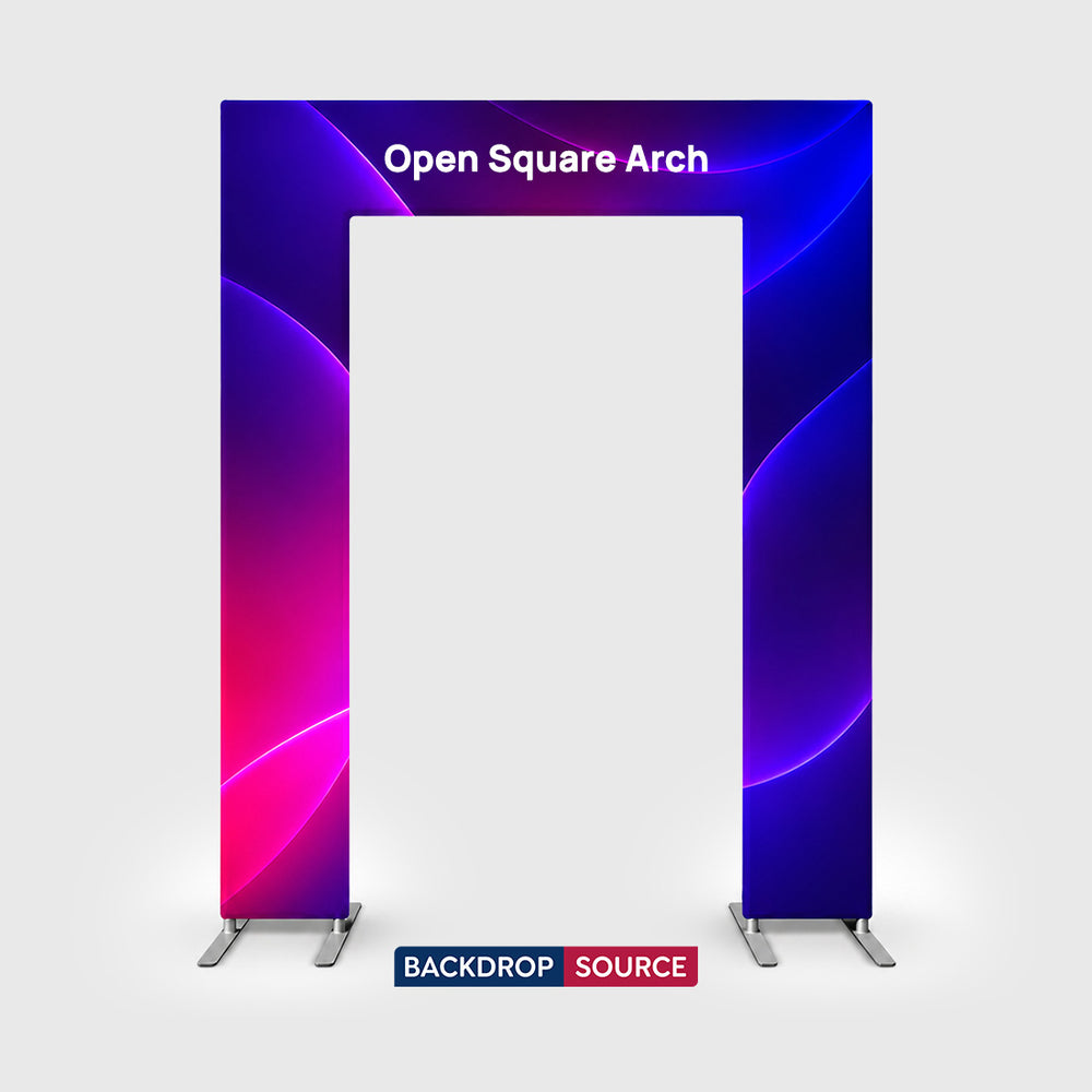 Offener quadratischer Stoffbogen als Display