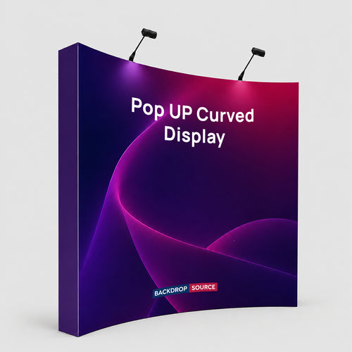Gebogenes Stoff-Popup-Rückwandset mit Klemmleuchten