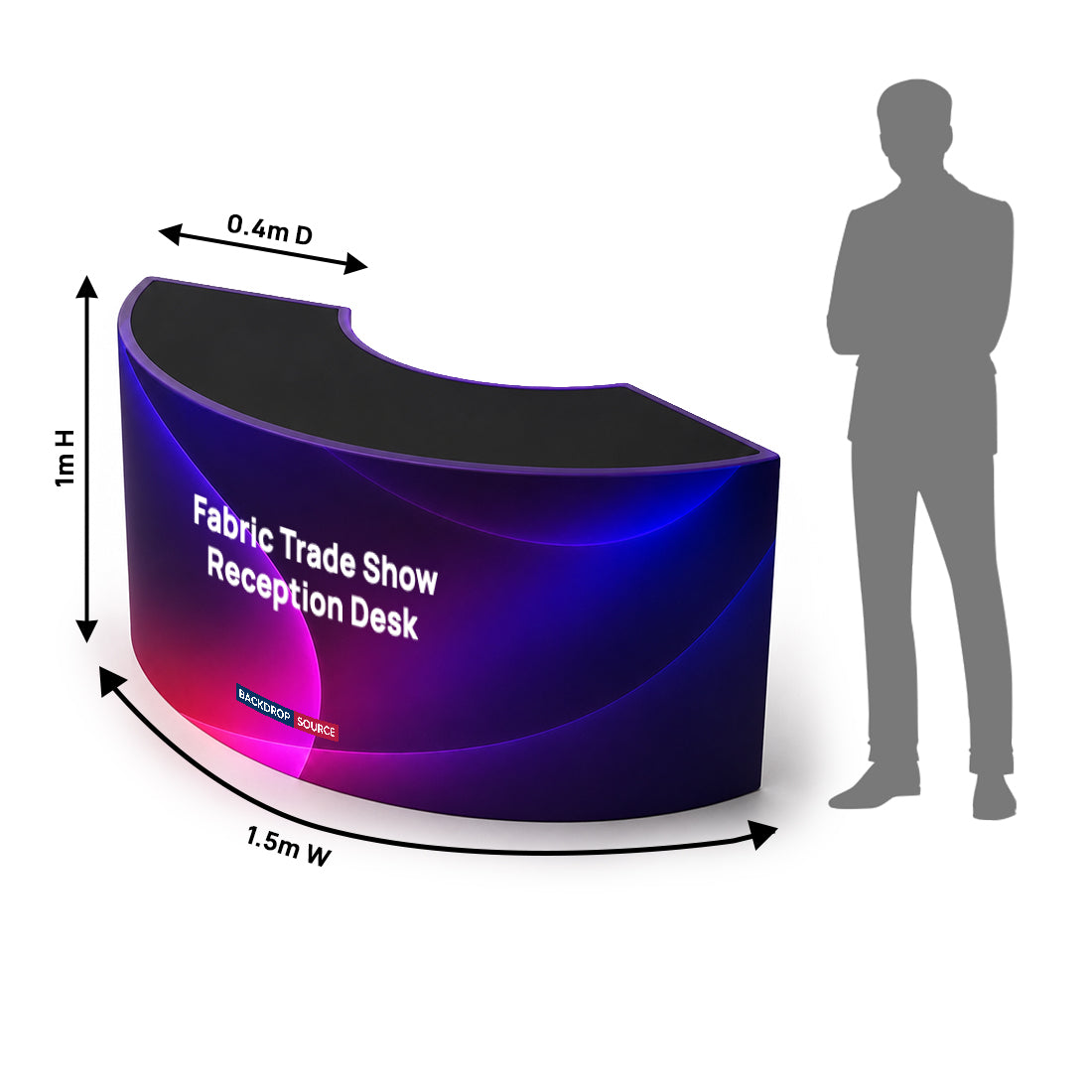 Mobiler Stoff-Messestand-Empfangstresen – 1.5m breit