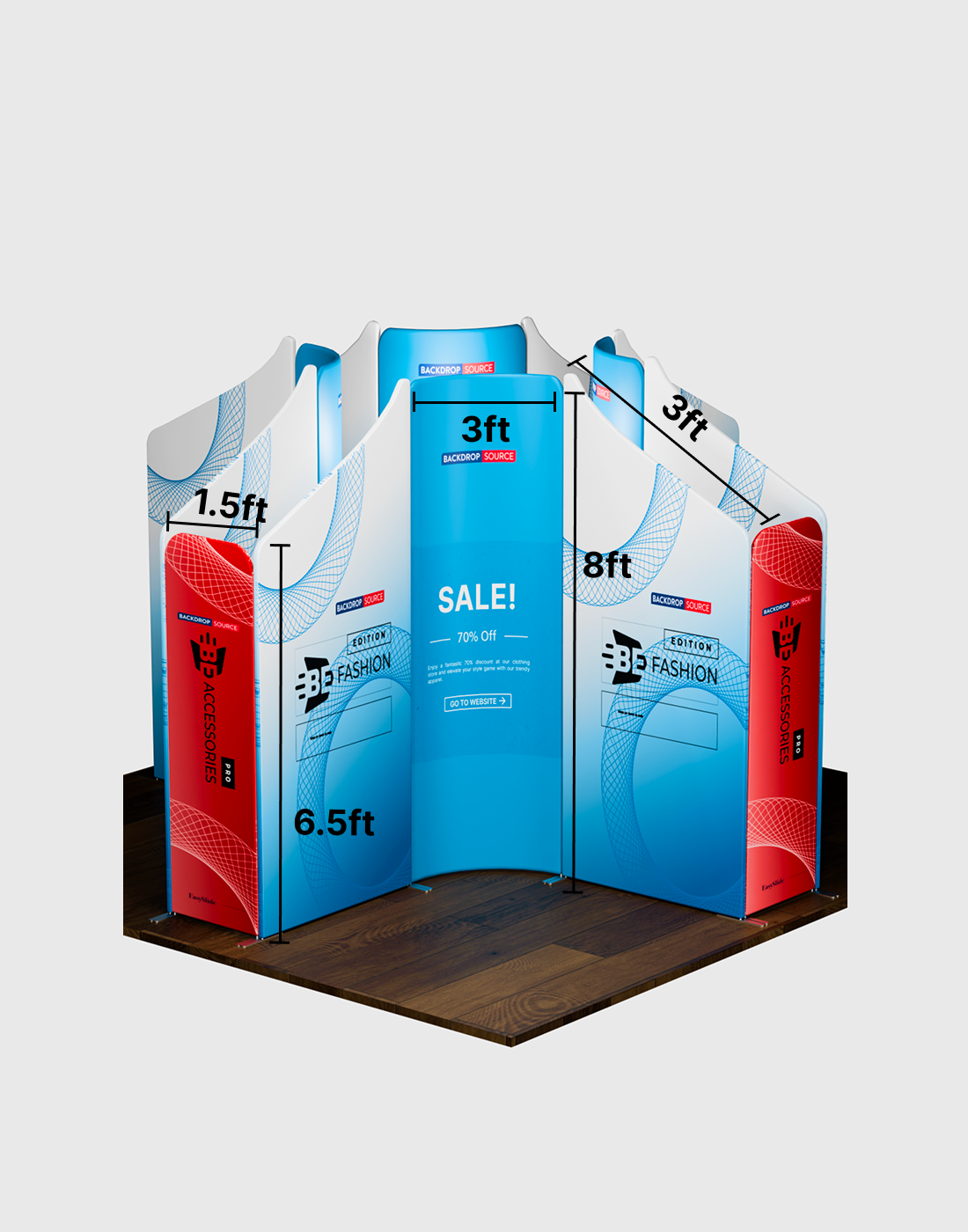 Magnetisches Stoff-Messestandsystem – Modell 4 (4m x 4m)