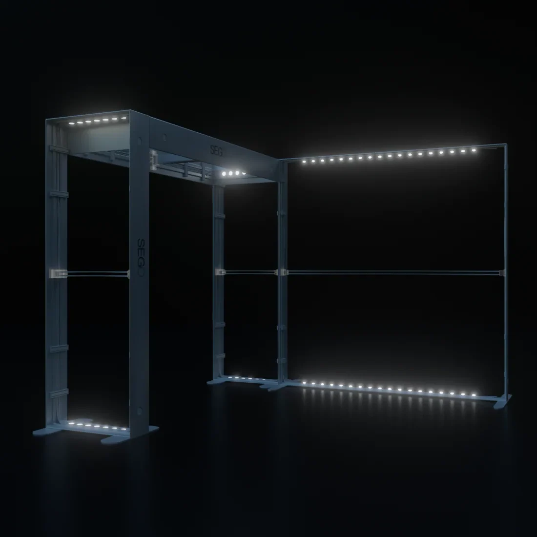 SEGO hinterleuchteter Messestand 3m x 3m – Modell 1