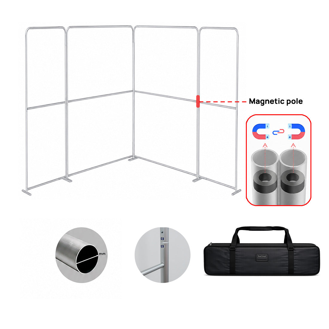 Magnetisches Stoff-Messestandsystem – Modell 1 (3m x 3m)