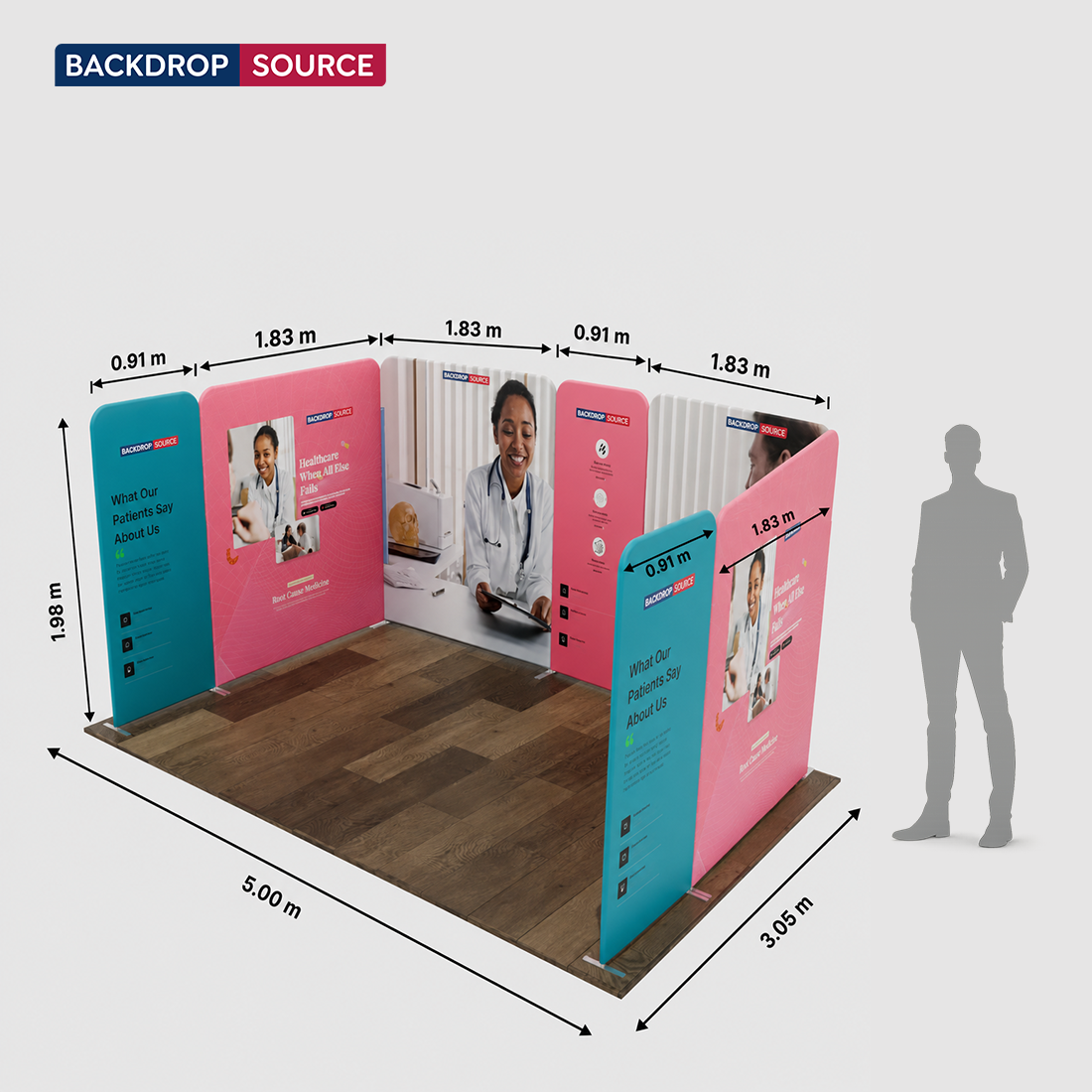 Magnetisches Stoff-Messestandsystem – Modell 1 (5m x 3m)