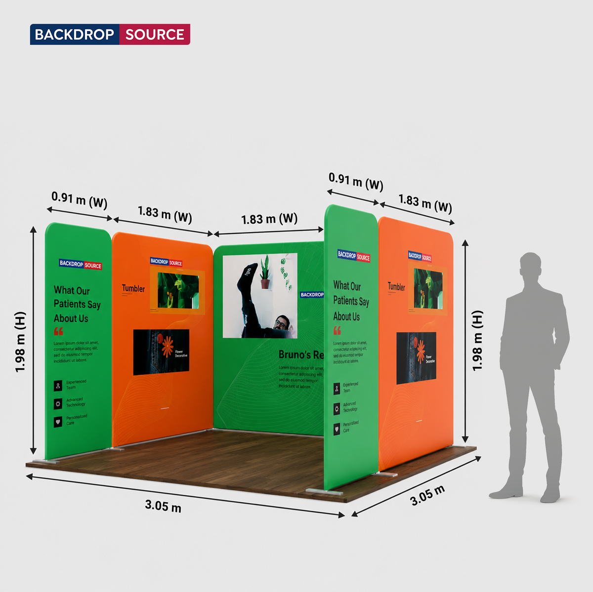 Magnetisches Stoff-Messestandsystem – Modell 2 (3m x 3m)