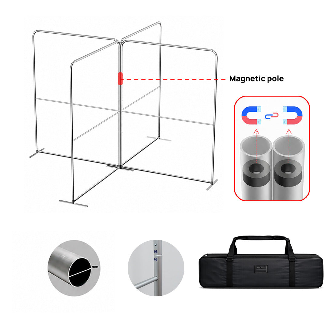 Magnetisches Stoff-Messestandsystem – Modell 3 (4m x 4m)