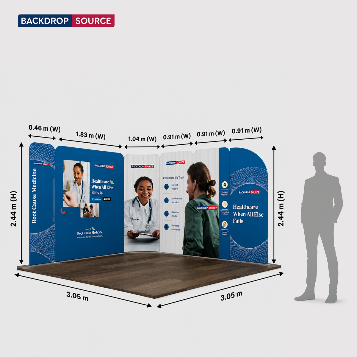 Magnetisches Stoff-Messestandsystem – Modell 3 (3m x 3m)