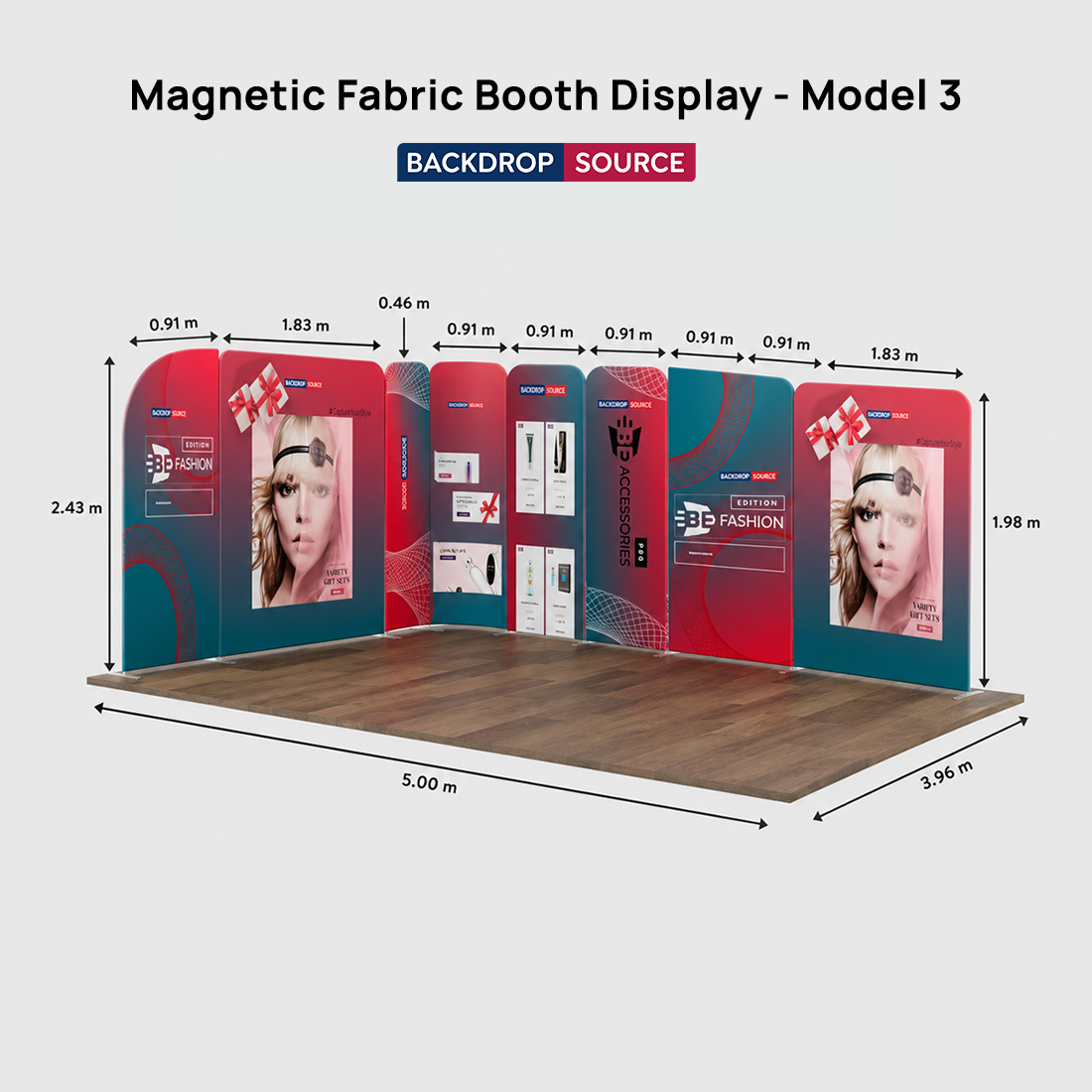 Magnetisches Stoff-Messestandsystem – Modell 3 (5m x 4m)