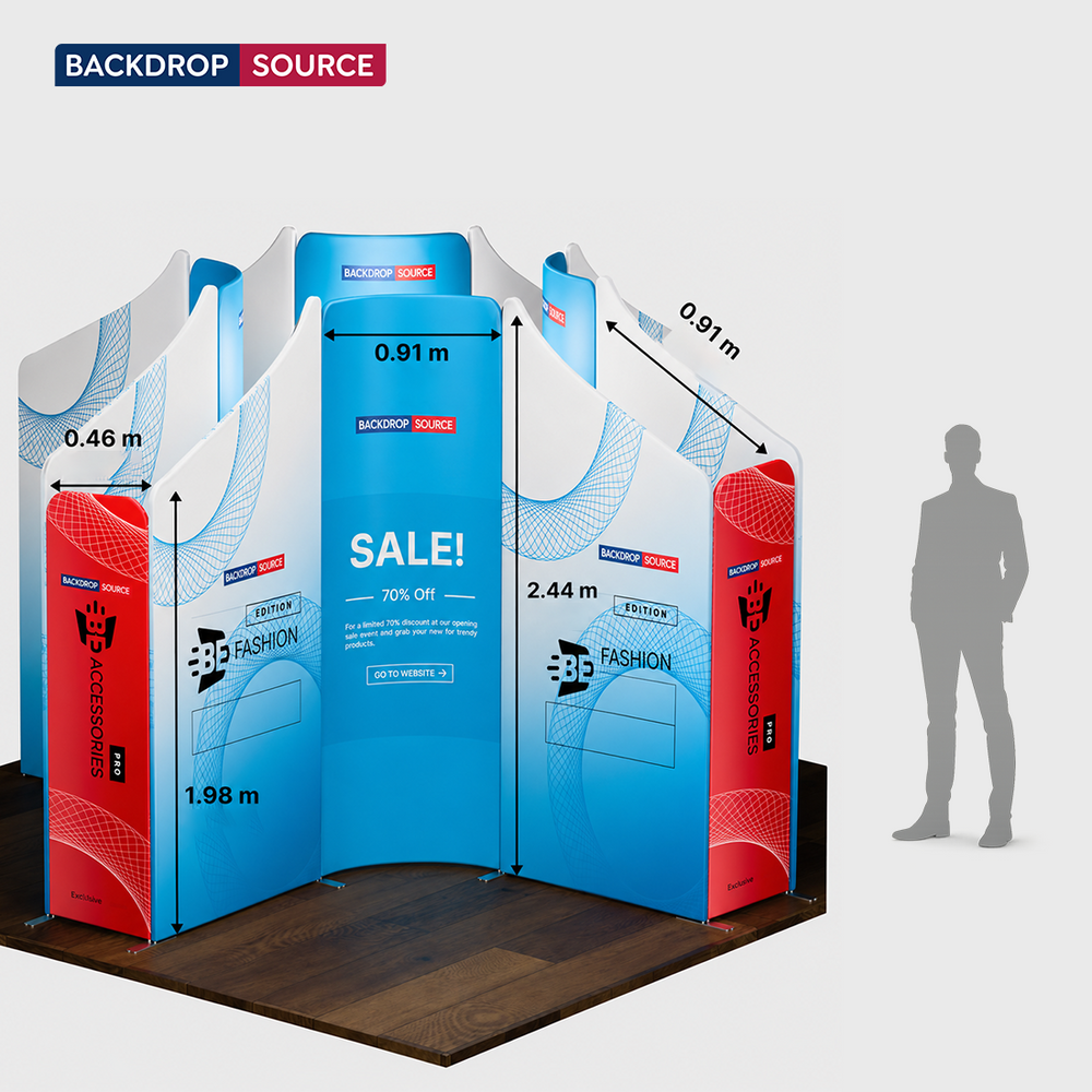 Magnetisches Stoff-Messestandsystem – Modell 4 (4m x 4m)