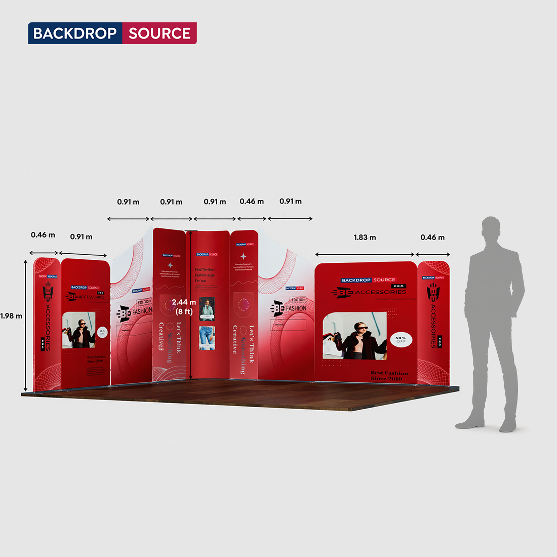 Magnetisches Stoff-Messestandsystem – Modell 5 (4 x 4m)