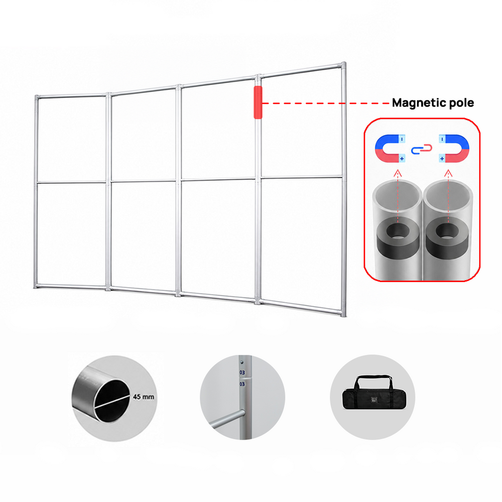 Magnetisches Stoff-Trennwanddisplay – 4-Panel