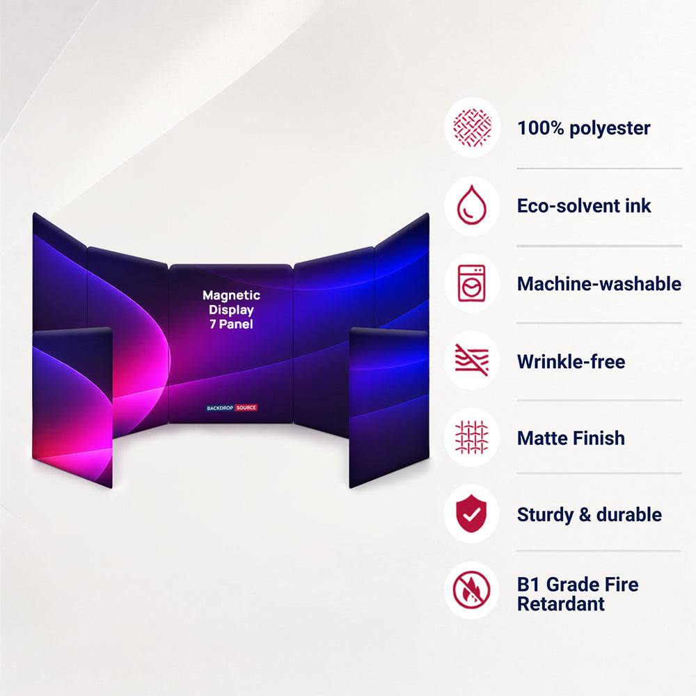 Magnetisches Stoff-Trennwanddisplay – 7-Panel