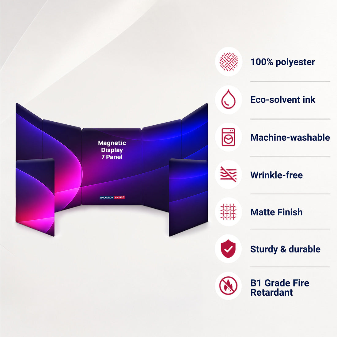 Magnetisches Stoff-Trennwanddisplay – 7-Panel