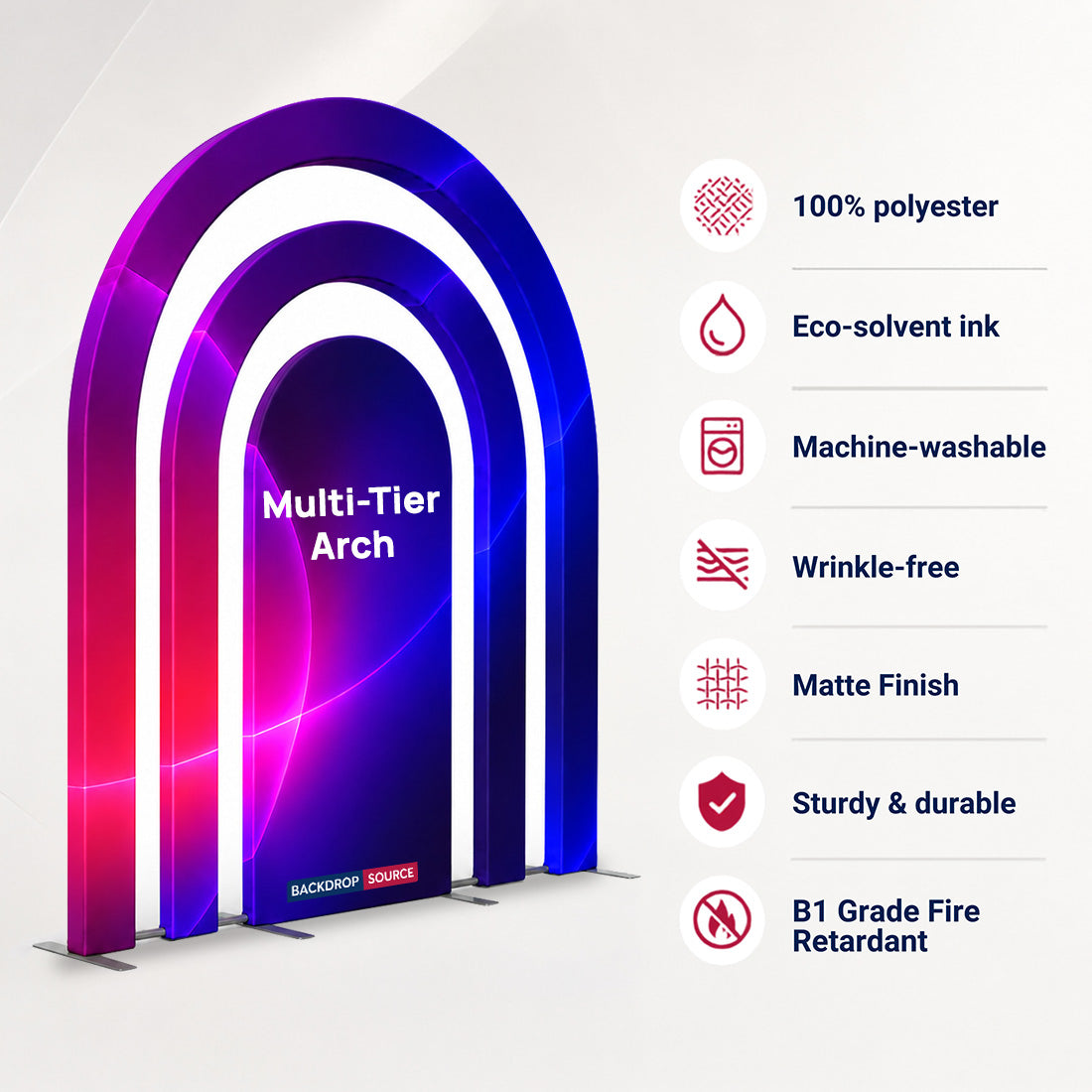 Mehrstöckiges Spannstoff-Bogendisplay für Events