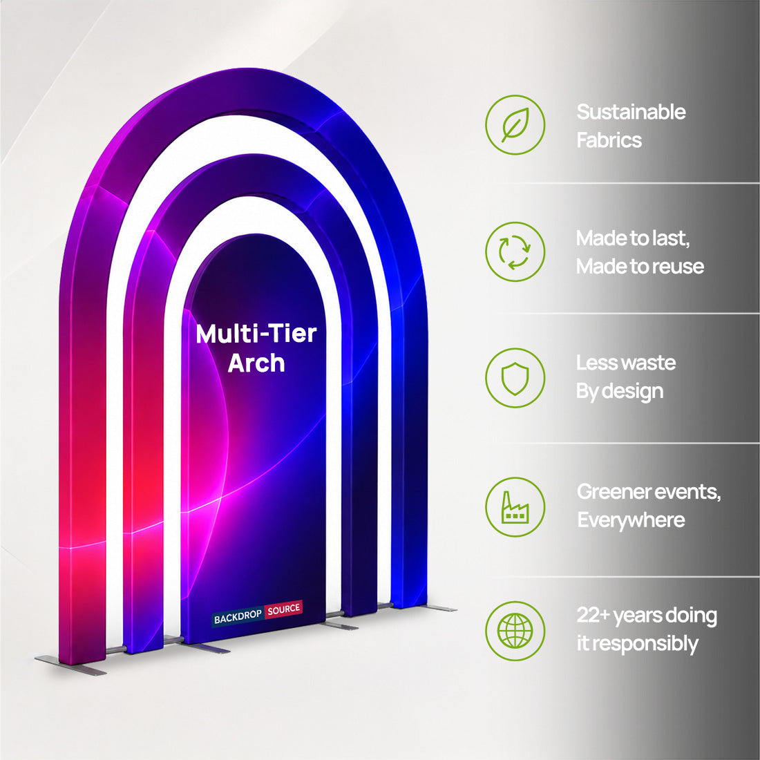 Mehrstöckiges Spannstoff-Bogendisplay für Events