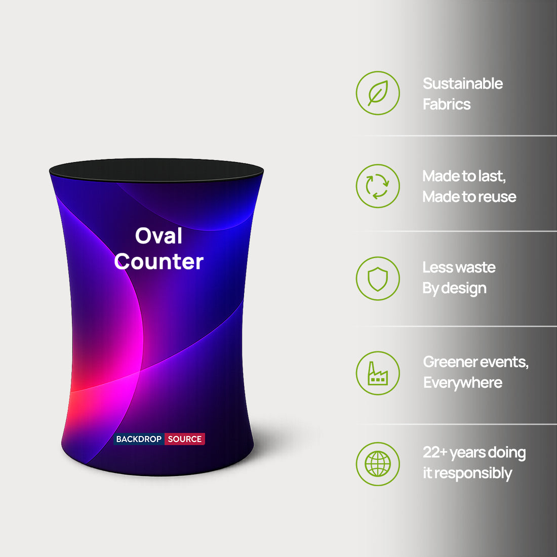 Oval Fabric Display Counter (For Podium & Booth Exhibitions)