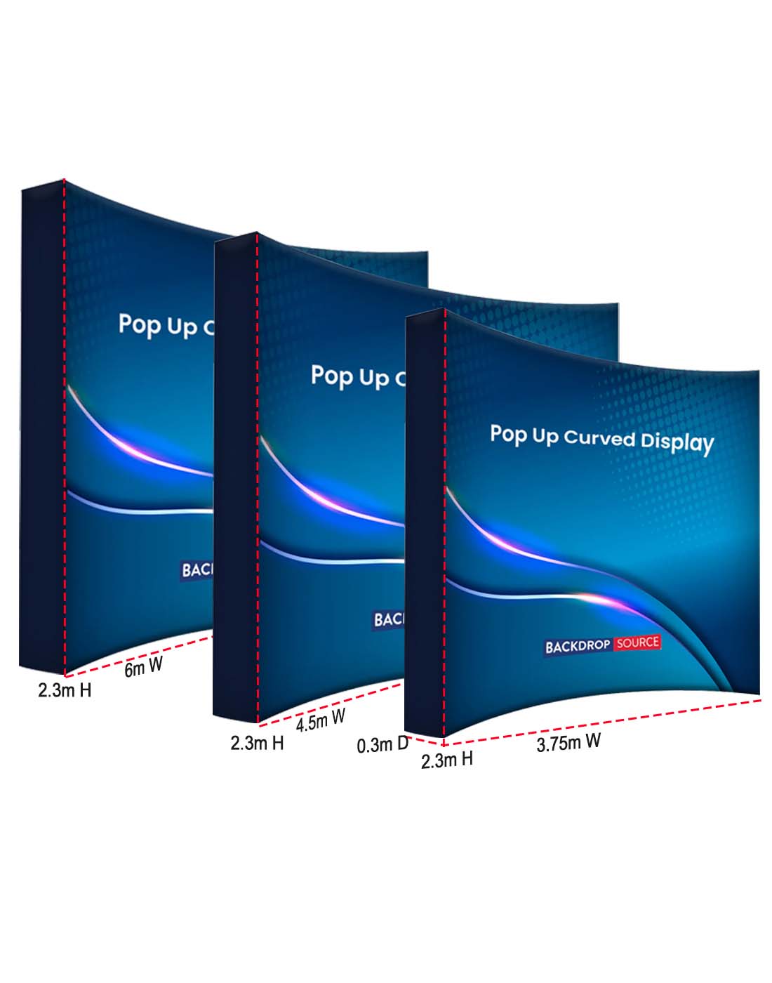 Gekrümmte Pop-up-Medienwand mit Klettverschluss