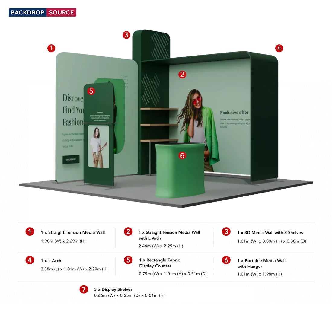 Tragbare Ausstellungswand 3m x 3m – Modell 19